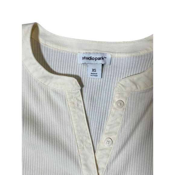 NEW Studio Park Womens XS White Button-Up Long Balloon Sleeve Top Boho Chic - Picture 7 of 16